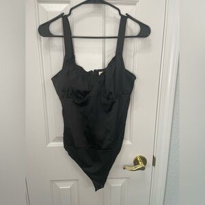 Intempo Black Satin Bodysuit